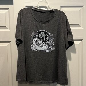 Gray Graphic T-Shirt with Skeleton Design